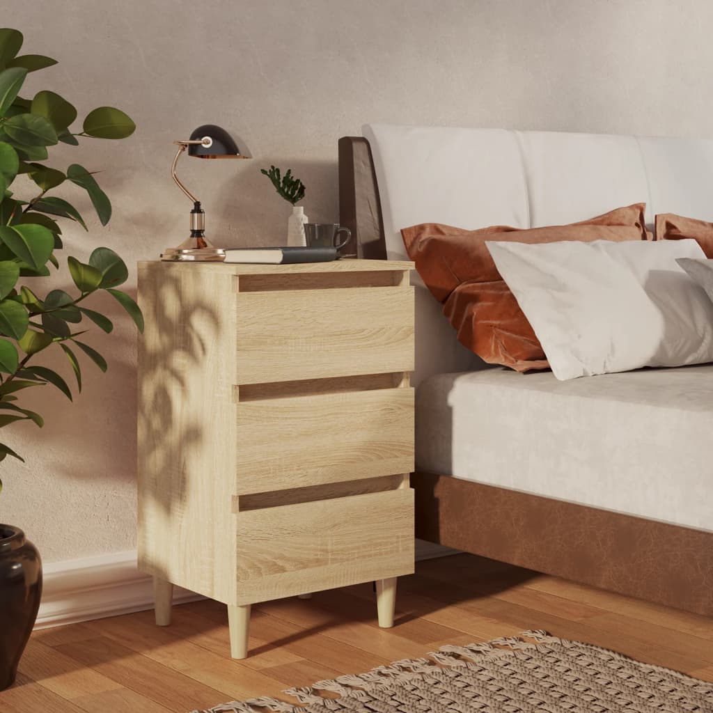 vidaXL Bed Cabinet | Sonoma oak | Engineered wood, solid eucalyptus wood
