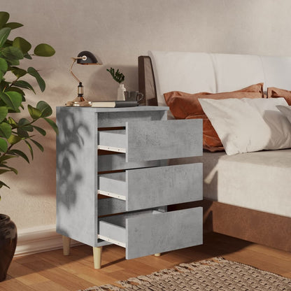 vidaXL Bed Cabinet | Concrete grey | Engineered wood, solid eucalyptus wood
