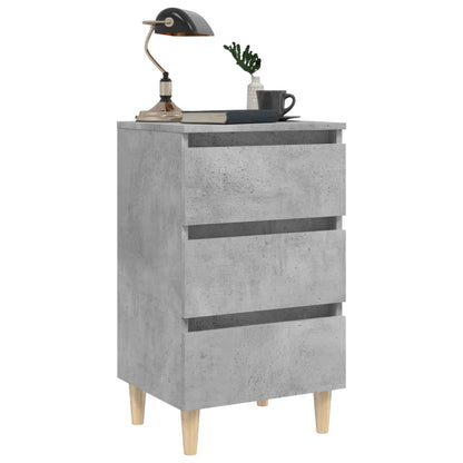 vidaXL Bed Cabinet | Concrete grey | Engineered wood, solid eucalyptus wood