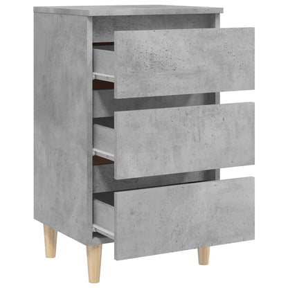 vidaXL Bed Cabinet | Concrete grey | Engineered wood, solid eucalyptus wood