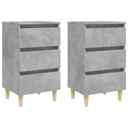vidaXL Bed Cabinets & Solid Wood Legs 2 pcs Concrete Grey 40x35x69 cm