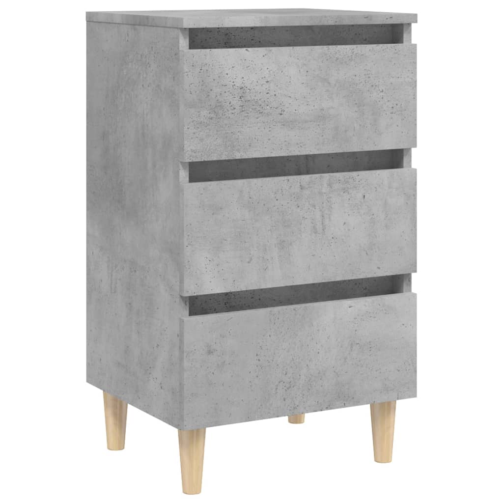 vidaXL Bed Cabinets & Solid Wood Legs 2 pcs Concrete Grey 40x35x69 cm