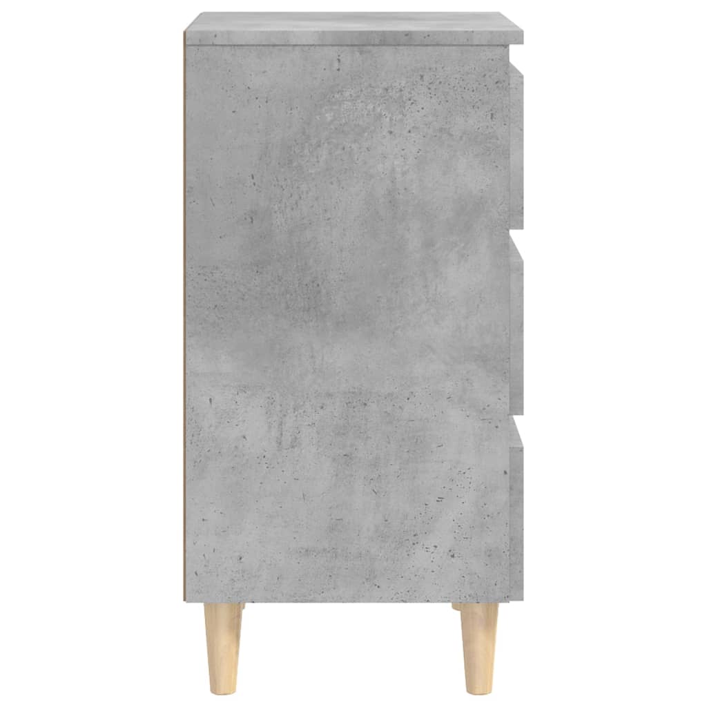 vidaXL Bed Cabinets & Solid Wood Legs 2 pcs Concrete Grey 40x35x69 cm
