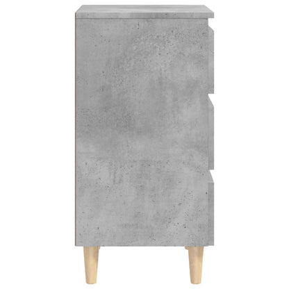 vidaXL Bed Cabinets & Solid Wood Legs 2 pcs Concrete Grey 40x35x69 cm