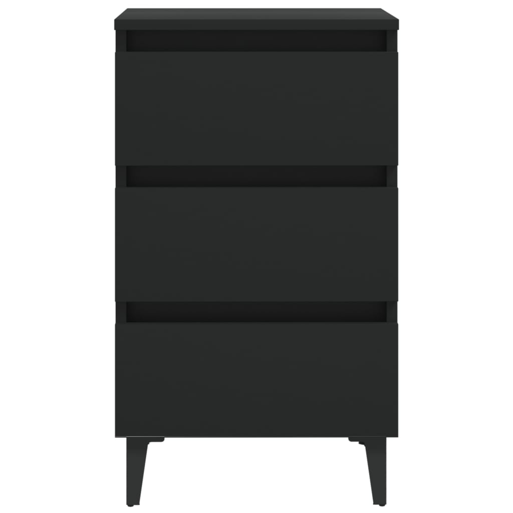 vidaXL Bed Cabinet with Metal Legs Black 40x35x69 cm