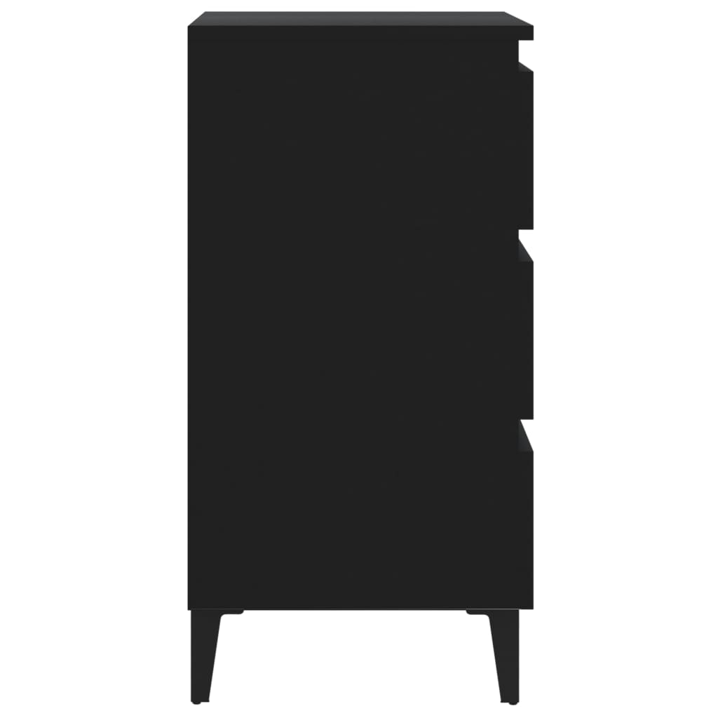 805907 vidaXL Bed Cabinet with Metal Legs Black 40x35x69 cm