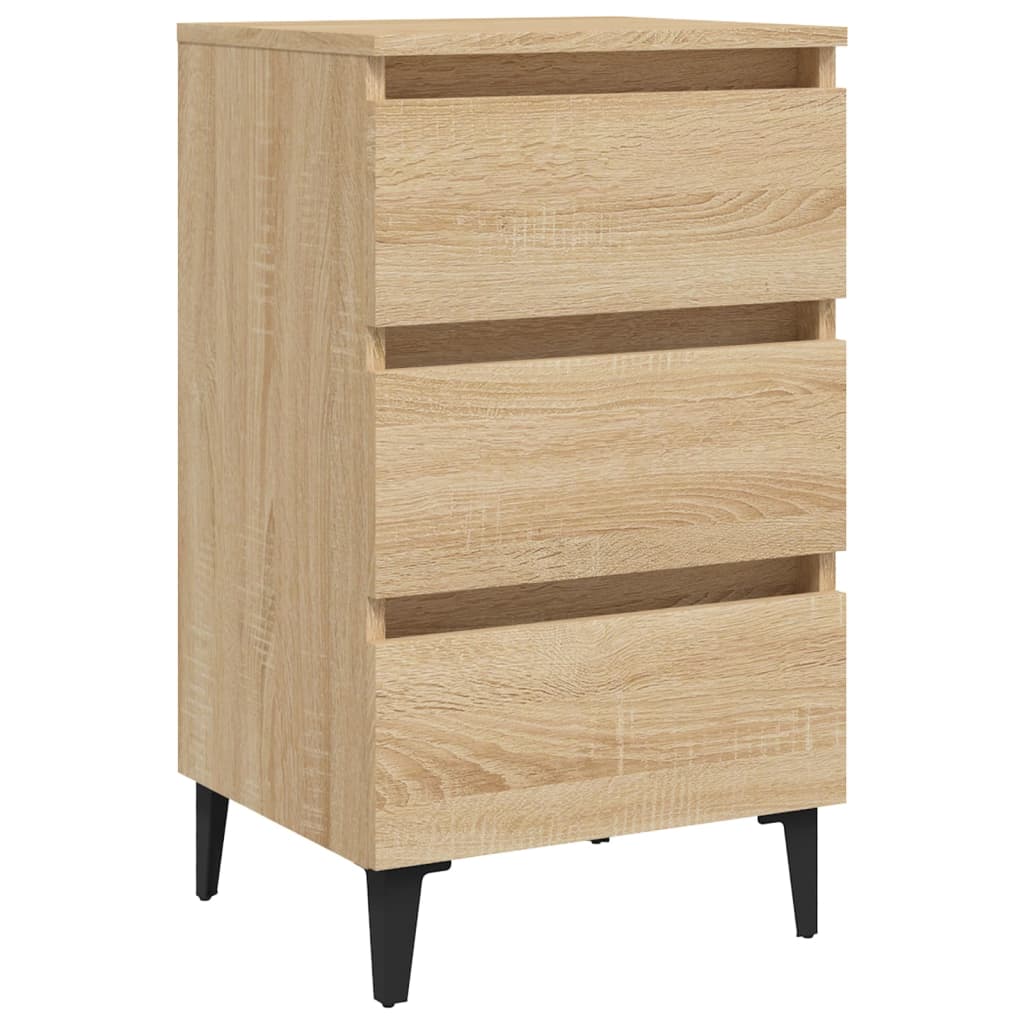 vidaXL Bed Cabinet with Metal Legs Sonoma Oak 40x35x69 cm