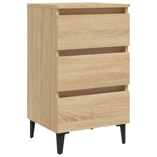 vidaXL Bed Cabinet with Metal Legs Sonoma Oak 40x35x69 cm