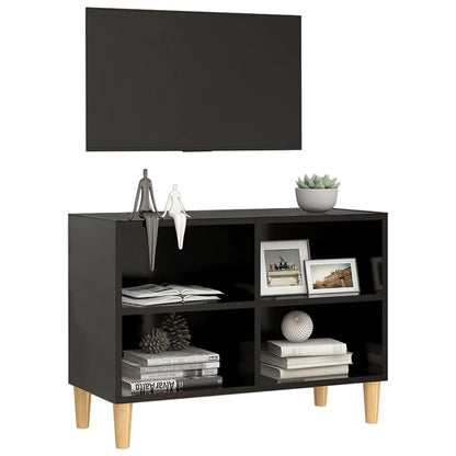 805924 vidaXL TV Cabinet with Solid Wood Legs Black 69,5x30x50 cm