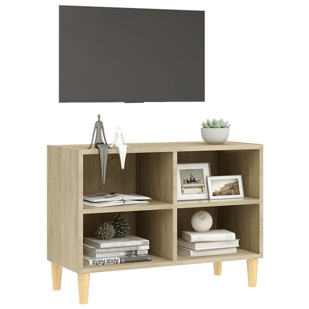 805926 vidaXL TV Cabinet with Solid Wood Legs Sonoma Oak 69,5x30x50 cm
