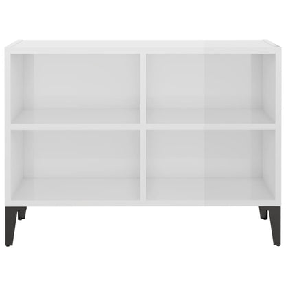 vidaXL TV Cabinet with Metal Legs High Gloss White 69.5x30x50 cm
