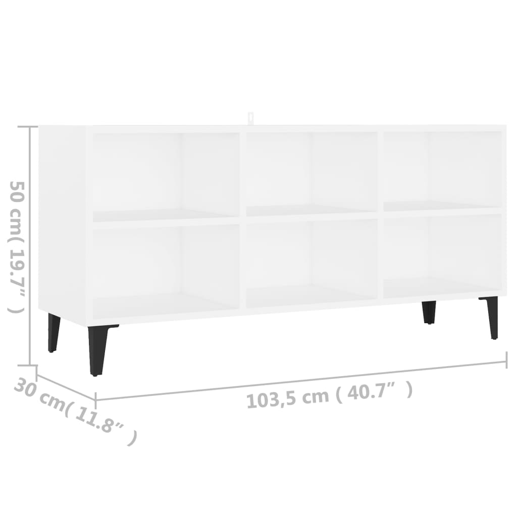 vidaXL TV Cabinet with Metal Legs White 103.5x30x50 cm