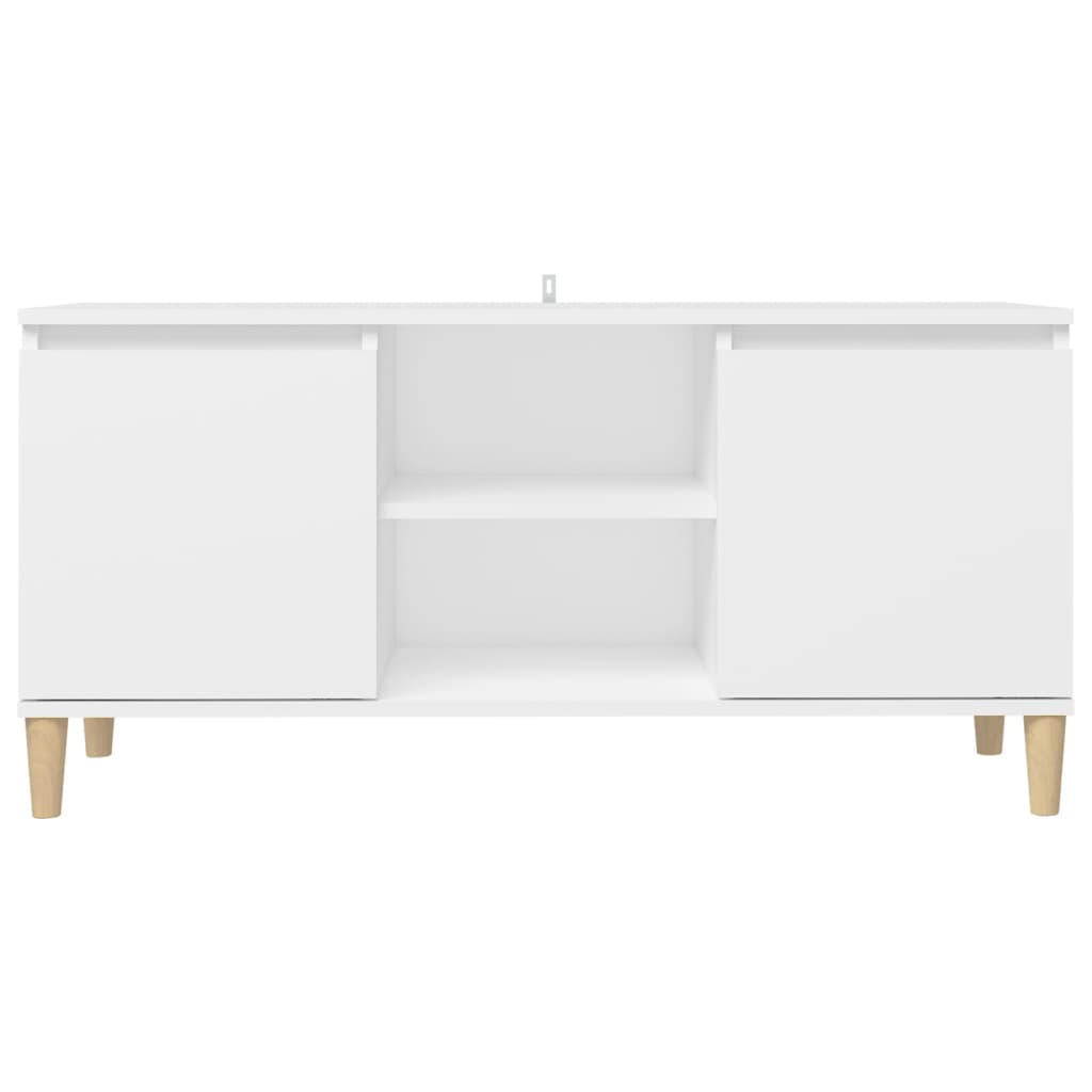 vidaXL TV Cabinet with Solid Wood Legs White 103.5x35x50 cm