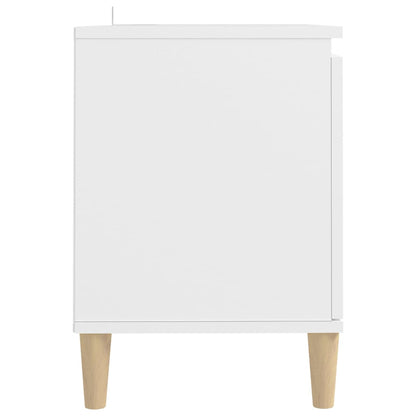 vidaXL TV Cabinet with Solid Wood Legs White 103.5x35x50 cm