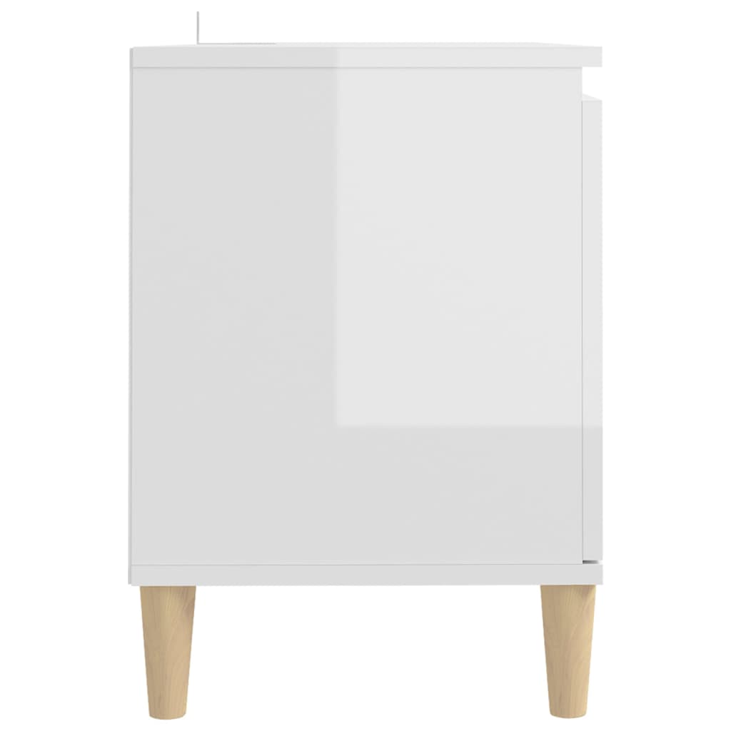 vidaXL TV Cabinet & Solid Wood Legs High Gloss White 103.5x35x50 cm