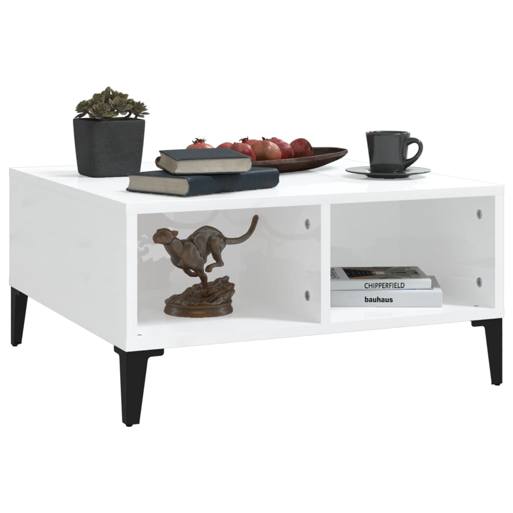 vidaXL Coffee Table High Gloss White 60x60x30 cm Engineered Wood