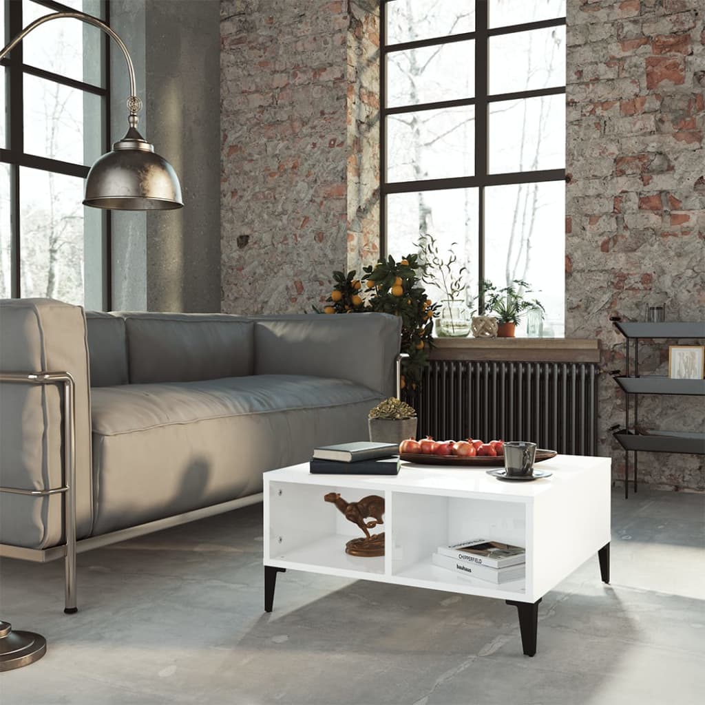 vidaXL Coffee Table High Gloss White 60x60x30 cm Engineered Wood