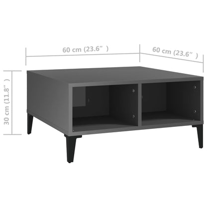 vidaXL Coffee Table High Gloss Grey 60x60x30 cm Engineered Wood