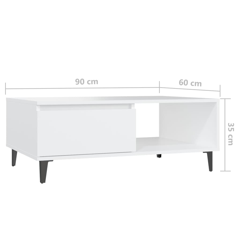 vidaXL Coffee Table White 90x60x35 cm Engineered Wood