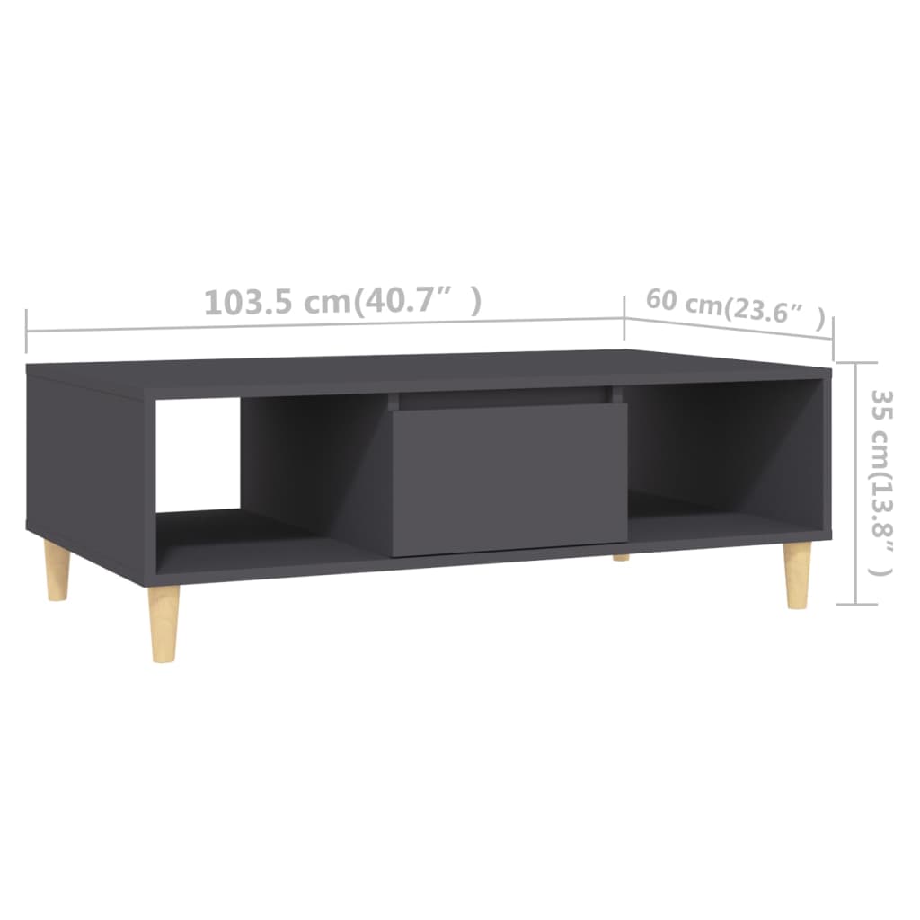 vidaXL Coffee Table Grey 103.5x60x35 cm Engineered Wood