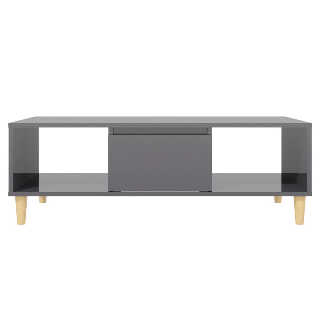 vidaXL Coffee Table High Gloss Grey 103.5x60x35 cm Engineered Wood