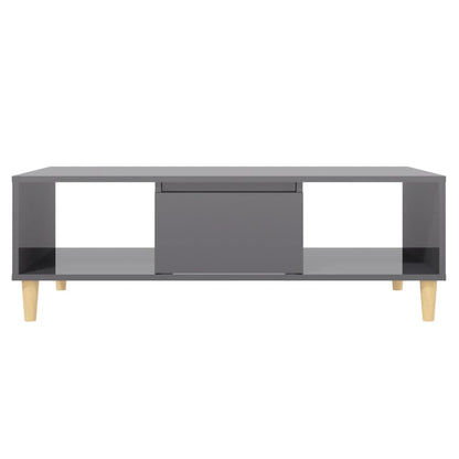 vidaXL Coffee Table High Gloss Grey 103.5x60x35 cm Engineered Wood