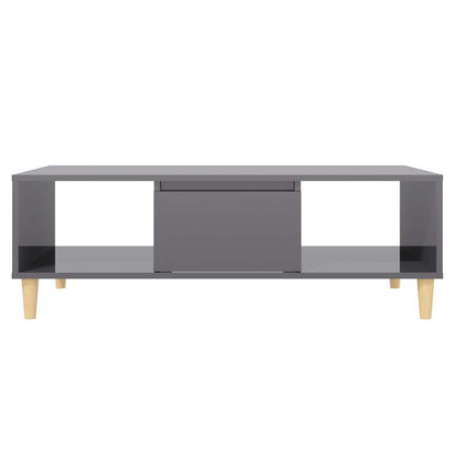 806021 vidaXL Coffee Table High Gloss Grey 103,5x60x35 cm Engineered Wood