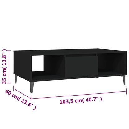 806023 vidaXL Coffee Table Black 103,5x60x35 cm Engineered Wood
