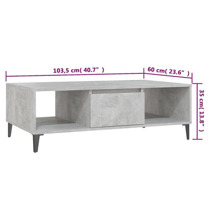 vidaXL Coffee Table Concrete Grey 103.5x60x35 cm Engineered Wood