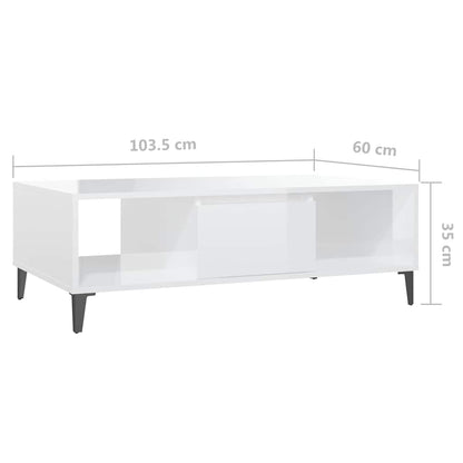 806028 vidaXL Coffee Table High Gloss White 103,5x60x35 cm Engineered Wood