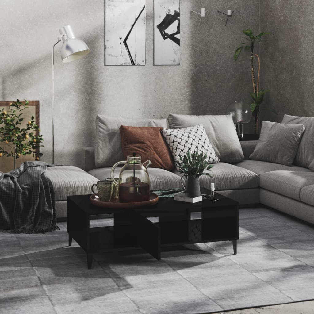 vidaXL Coffee Table High Gloss Black 103.5x60x35 cm Engineered Wood