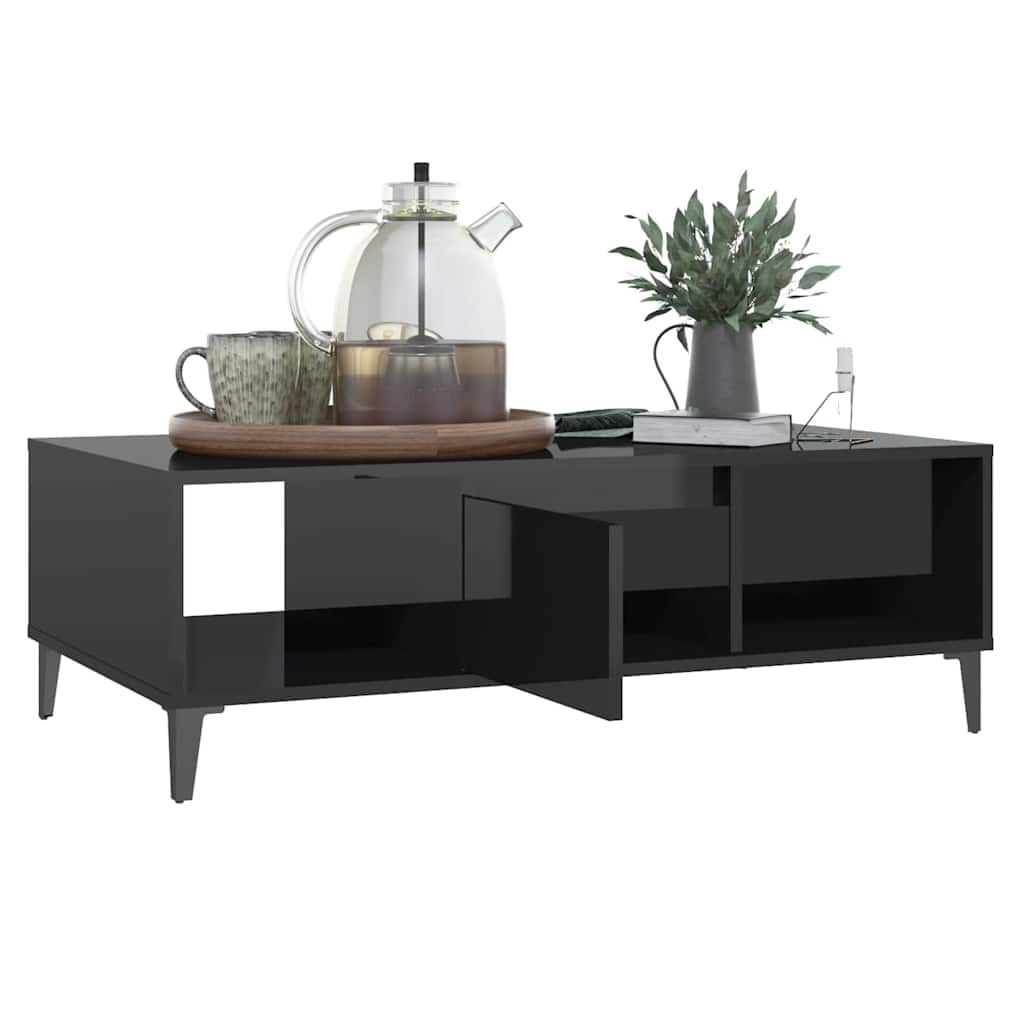 806029 vidaXL Coffee Table High Gloss Black 103,5x60x35 cm Engineered Wood