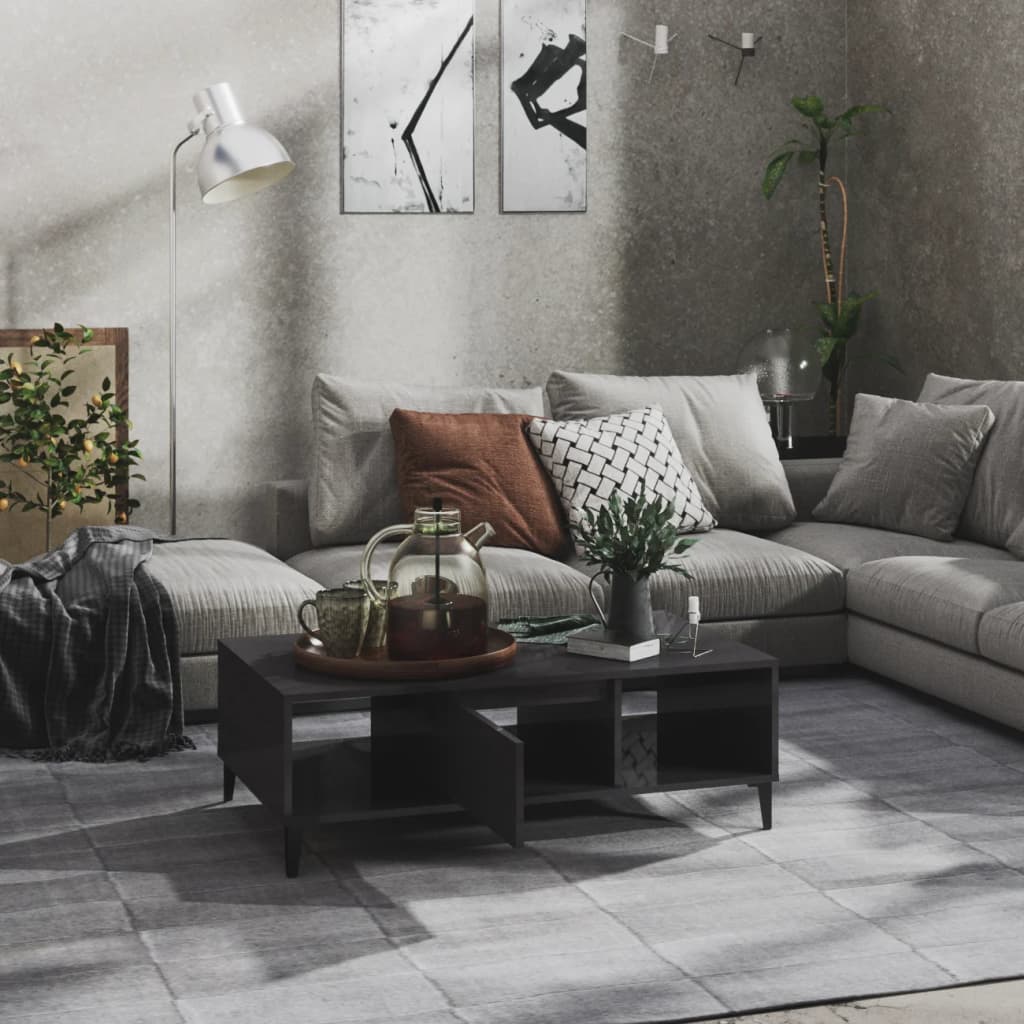 vidaXL Coffee Table High Gloss Grey 103.5x60x35 cm Engineered Wood