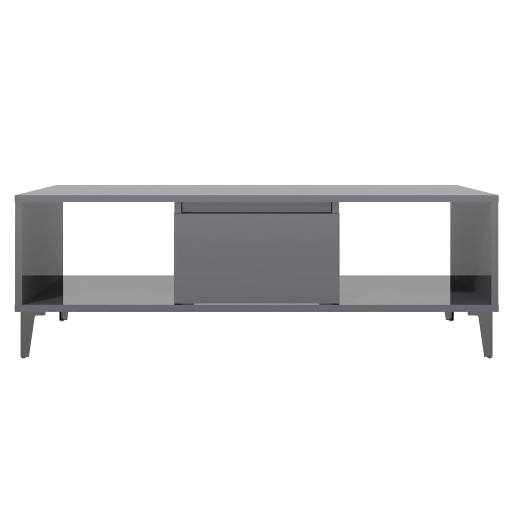 vidaXL Coffee Table High Gloss Grey 103.5x60x35 cm Engineered Wood