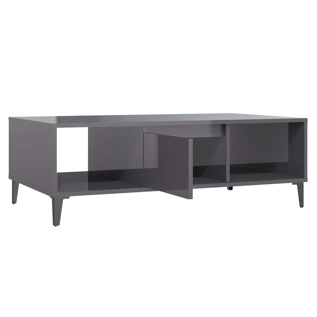vidaXL Coffee Table High Gloss Grey 103.5x60x35 cm Engineered Wood