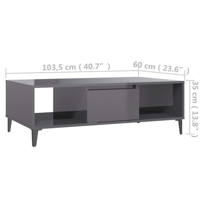 806030 vidaXL Coffee Table High Gloss Grey 103,5x60x35 cm Engineered Wood