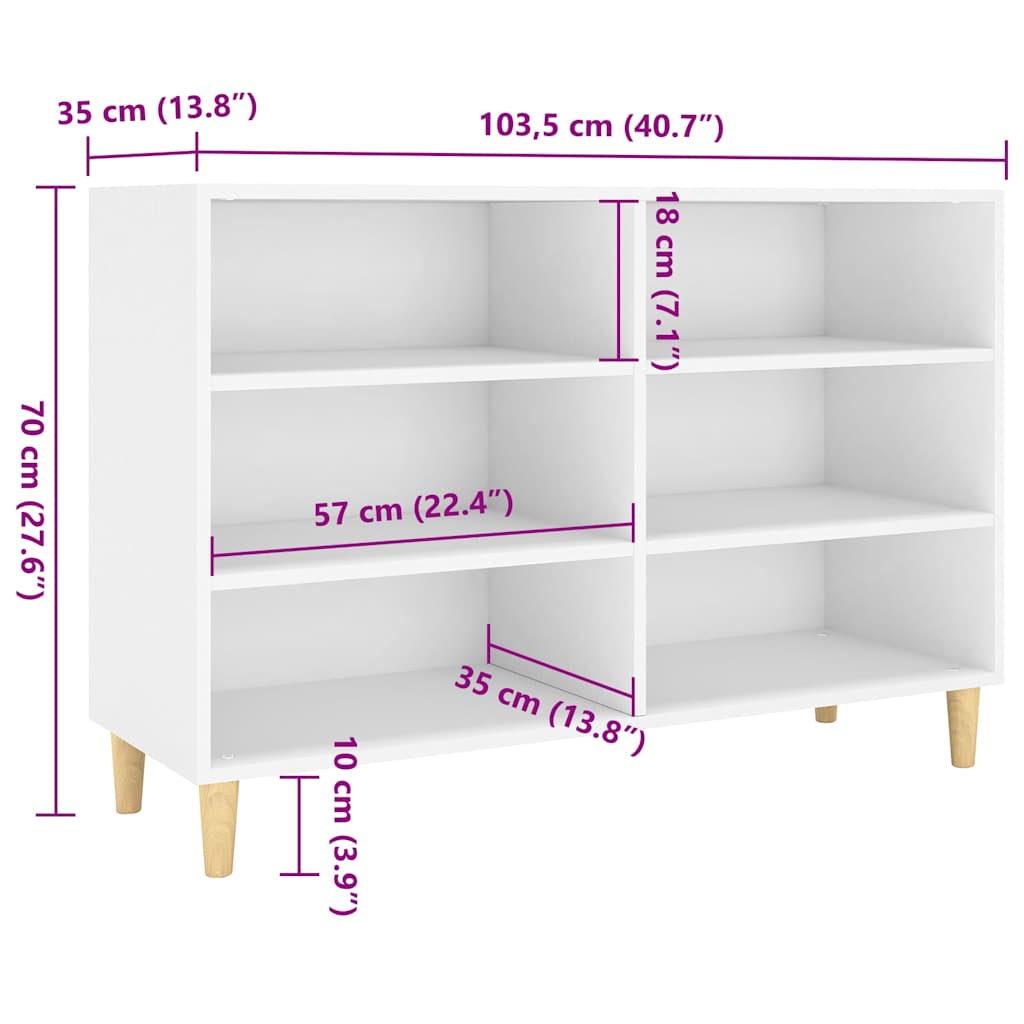 vidaXL Sideboard White 103,5x35x70 cm Engineered Wood
