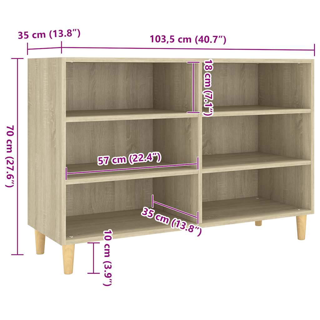 vidaXL Sideboard Sonoma Oak 103.5x35x70 cm Engineered Wood