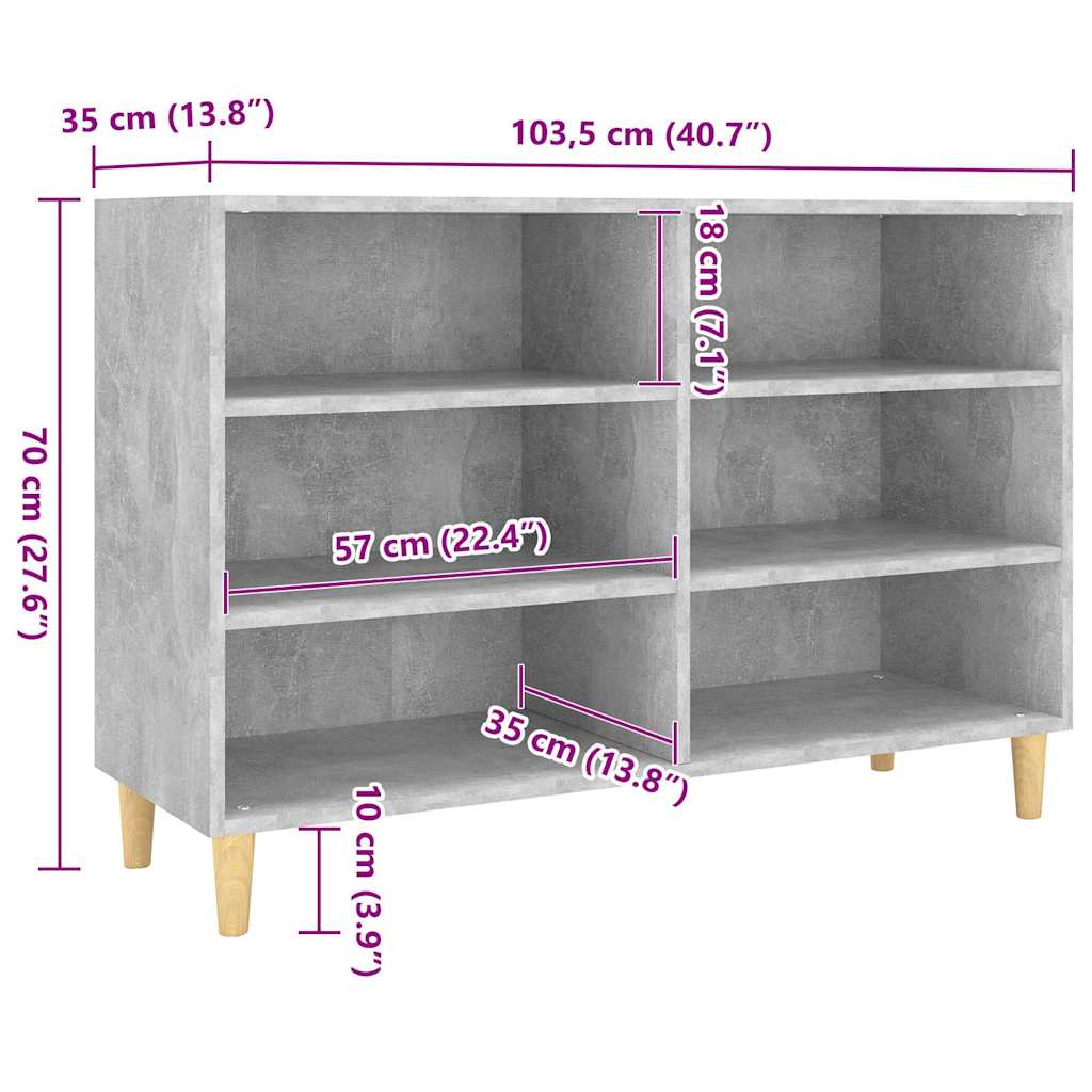 vidaXL Sideboard Concrete Grey 103,5x35x70 cm Engineered Wood