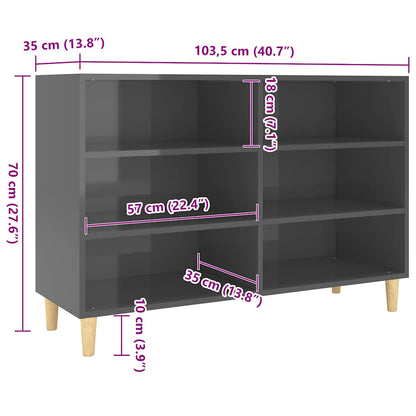 vidaXL Sideboard High Gloss Grey 103.5x35x70 cm Engineered Wood