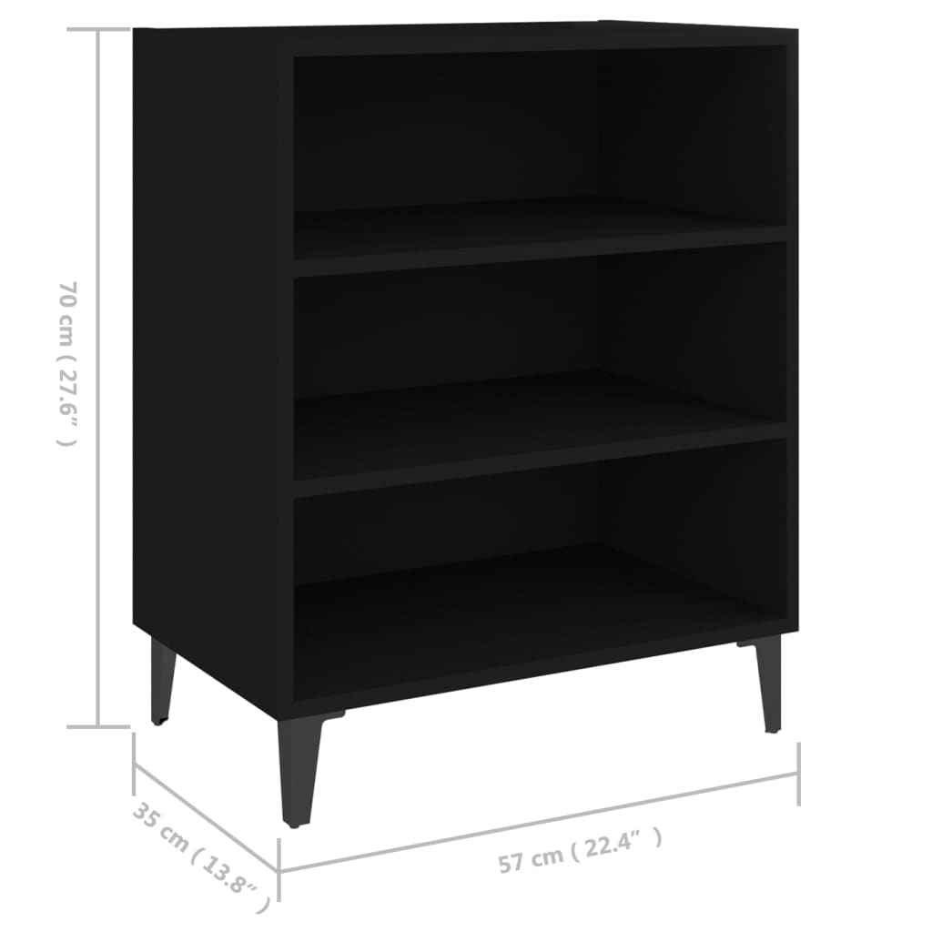 806059 vidaXL Sideboard Black 57x35x70 cm Engineered Wood