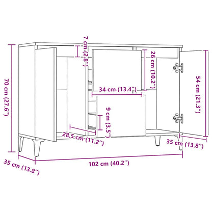 vidaXL Sideboard Sonoma Oak 102x35x70 cm Engineered Wood