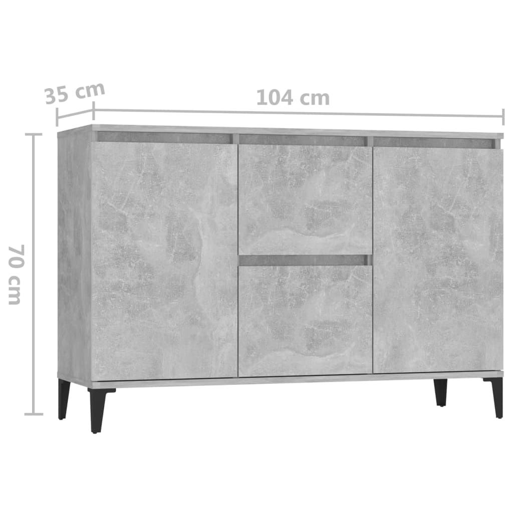 vidaXL Sideboard Concrete Grey 102x35x70 cm Engineered Wood