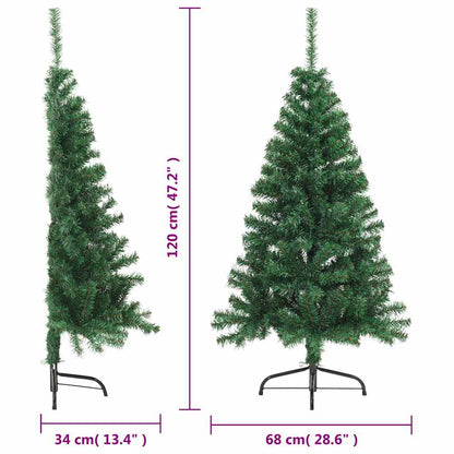 vidaXL Artificial Half Christmas Tree | Green | PVC | Medium | Foldable