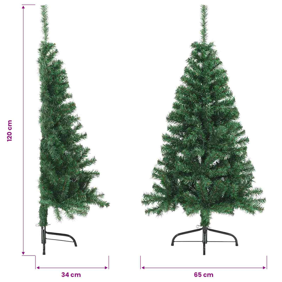 vidaXL Artificial Half Christmas Tree with Stand Green 120 cm PVC