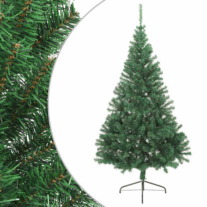 vidaXL Fake Half Christmas Tree | Green | PVC, Steel | 240 cm | Ornaments