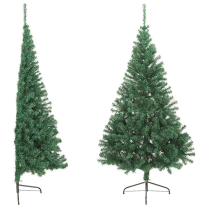 vidaXL Fake Half Christmas Tree | Green | PVC, Steel | 240 cm | Ornaments