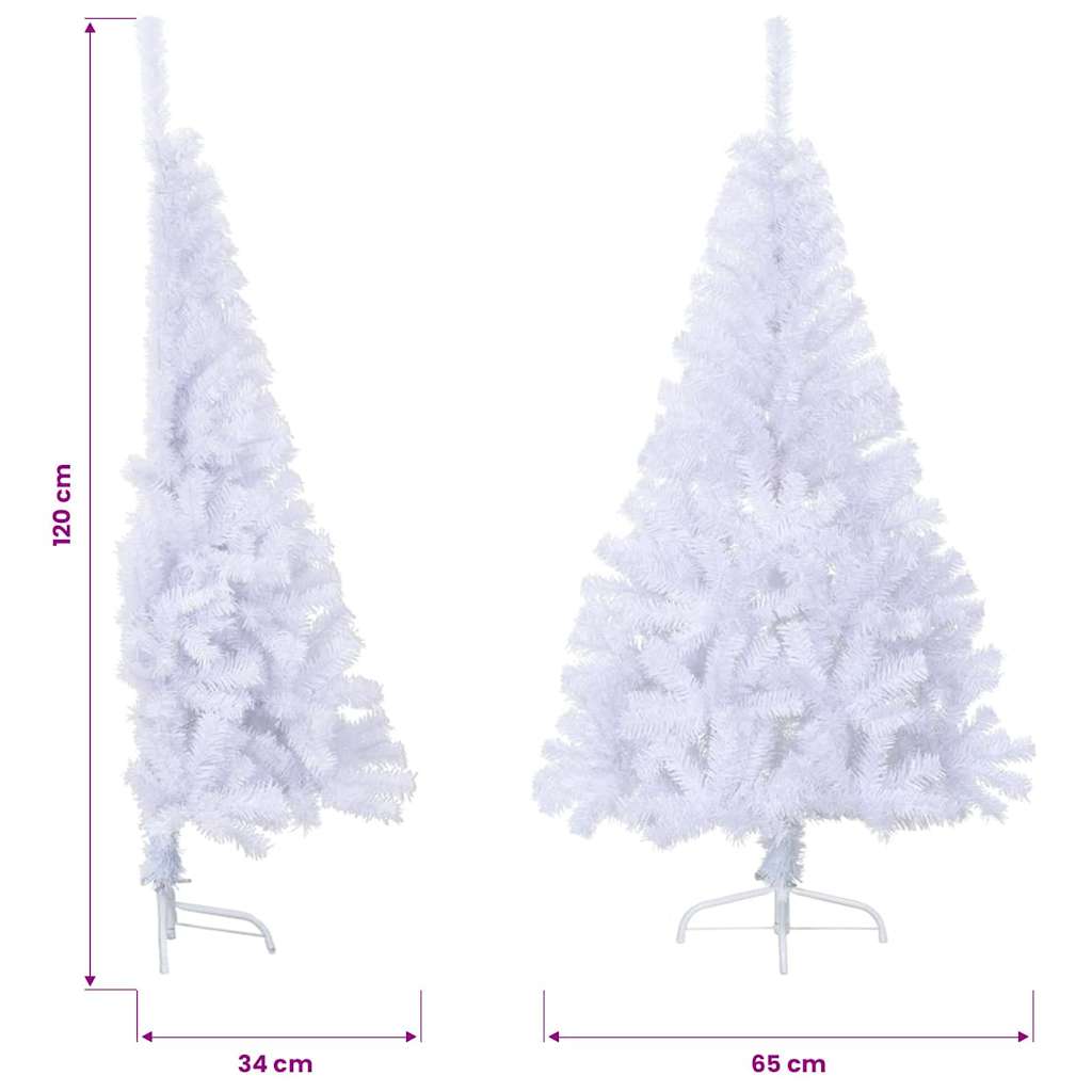 vidaXL Artificial Half Christmas Tree with Stand White 120 cm PVC
