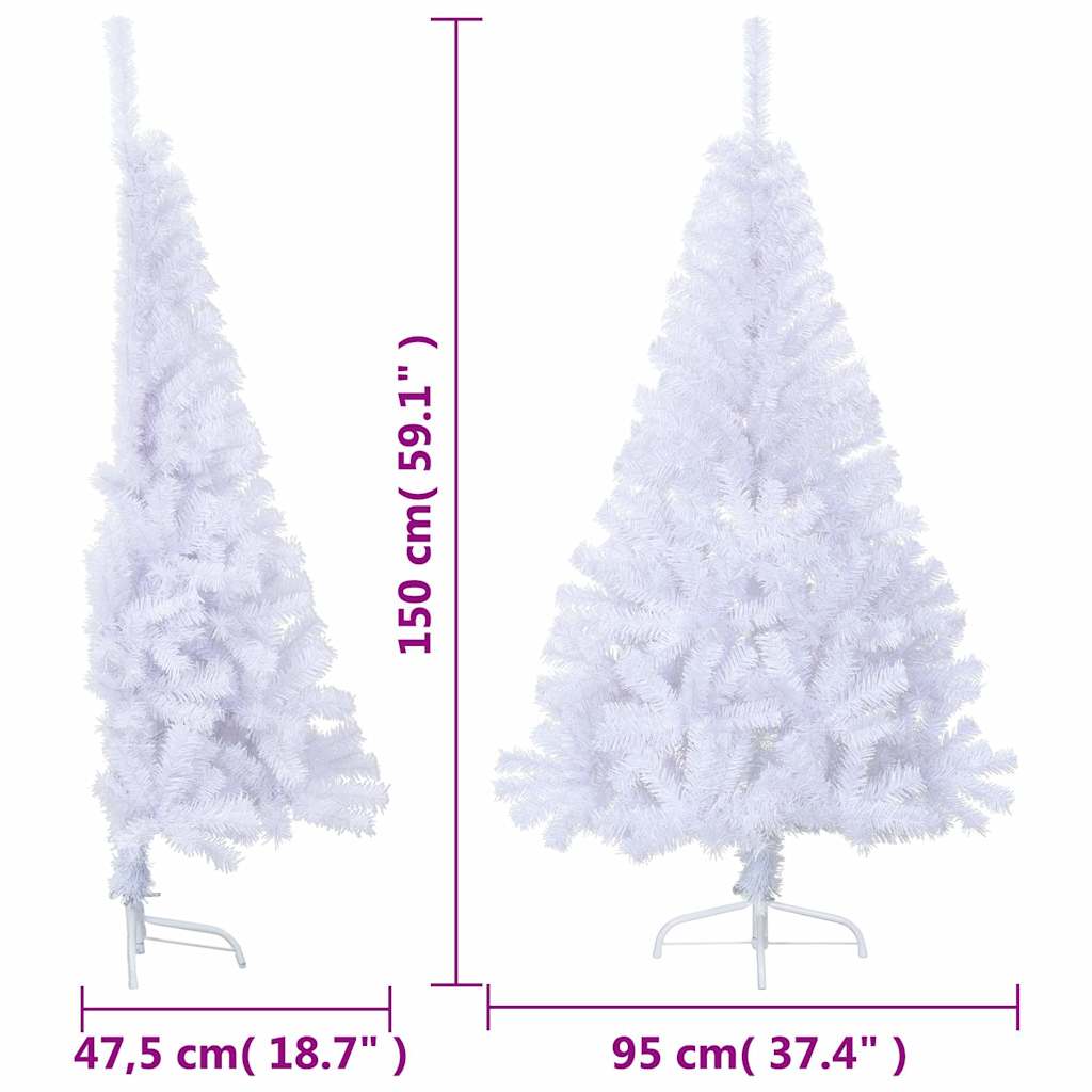 vidaXL Artificial Half Christmas Tree with Stand White 150 cm PVC