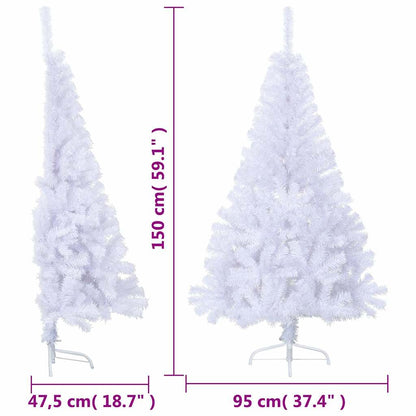 vidaXL Artificial Half Christmas Tree with Stand White 150 cm PVC